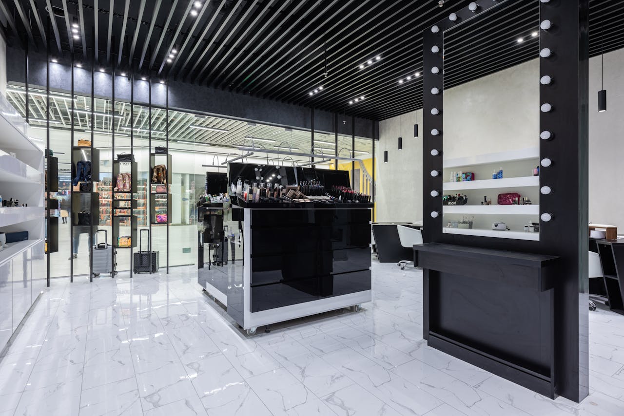 Crafting Captivating Headlines: Your awesome post title goes here Sleek modern interior of a beauty store with cosmetics and chic decor.